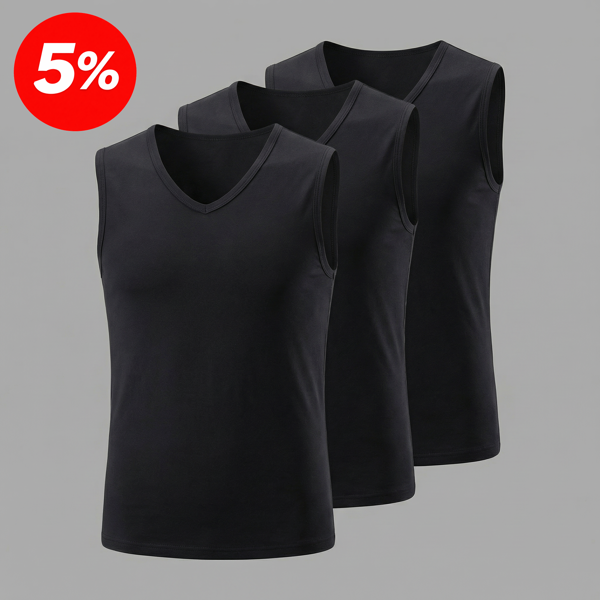 3er Set Trägershirt Schwarz