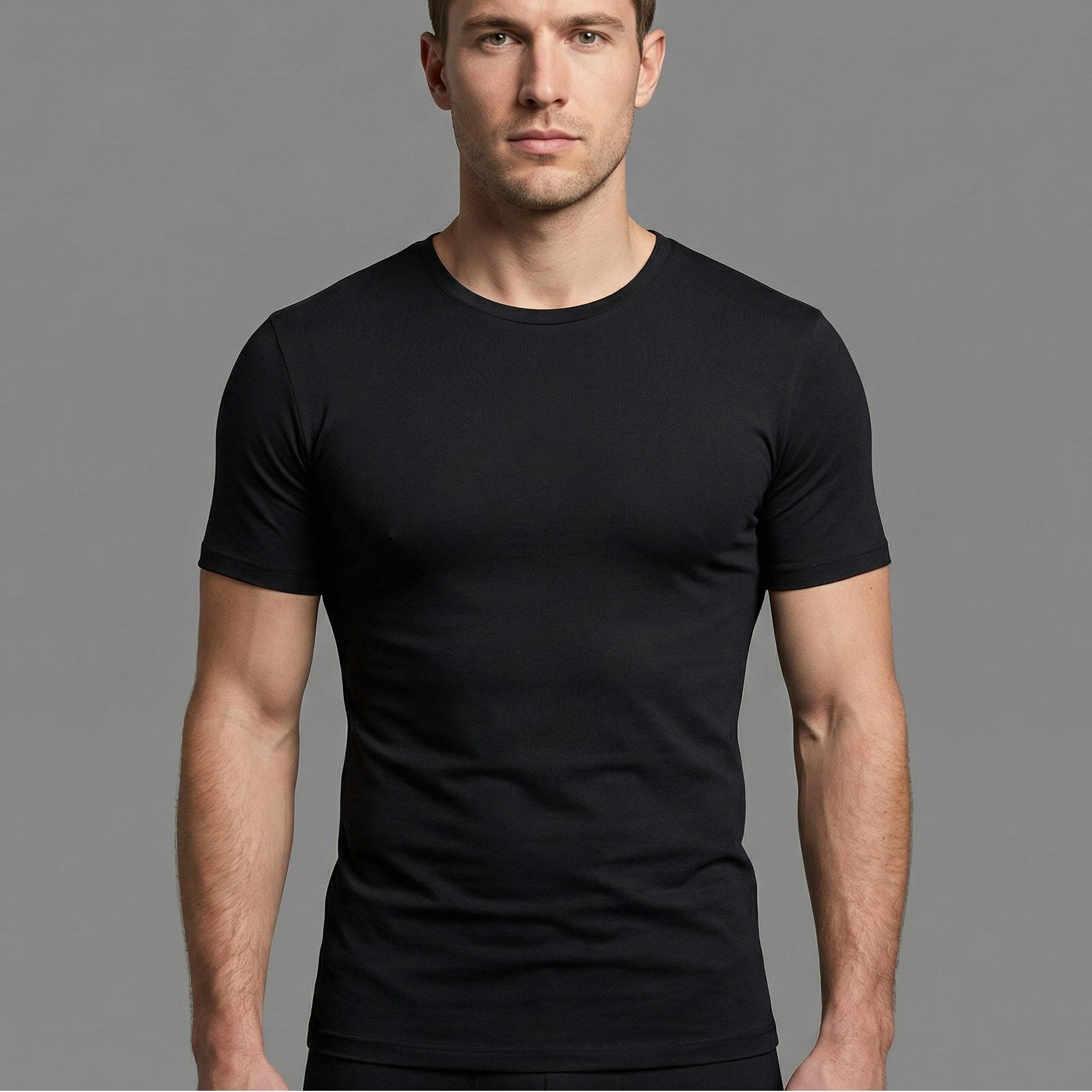 Hochwertiges T-Shirt Herren Schwarz Unterhemd