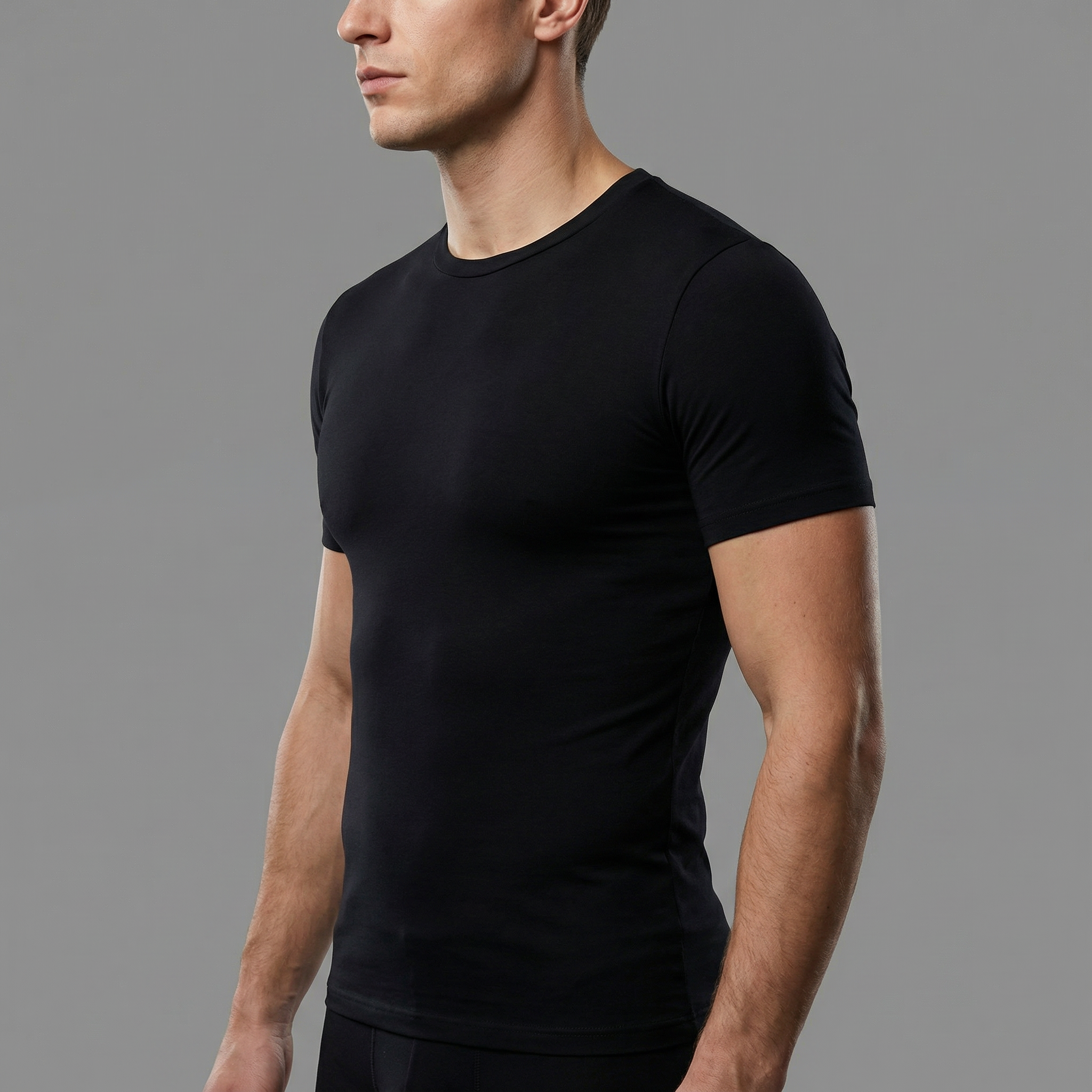 Rundhals Shirt Herren Schwarz