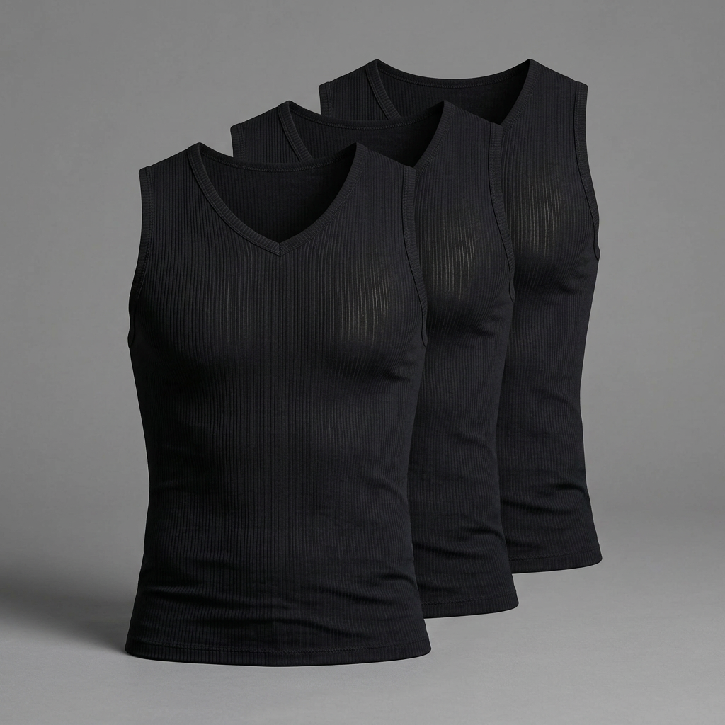 Tanktop Herren Atmungsaltiv schwarz aus Mikrofaser 3er Set